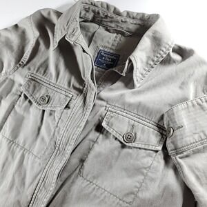 Abercrombie & Fitch Jacket Mens Medium Gray Button Shirt Utility Cargo
